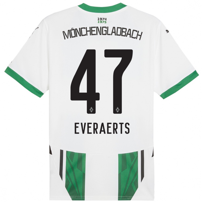 Kids Football Kim Everaerts #47 White Green Home Jersey 2024/25 T-Shirt Canada