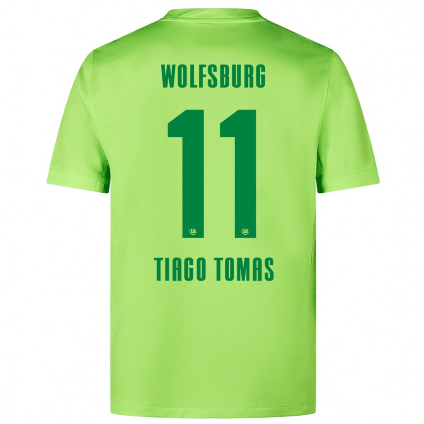 Kids Football Tiago Tomás #11 Fluorescent Green Home Jersey 2024/25 T-Shirt Canada