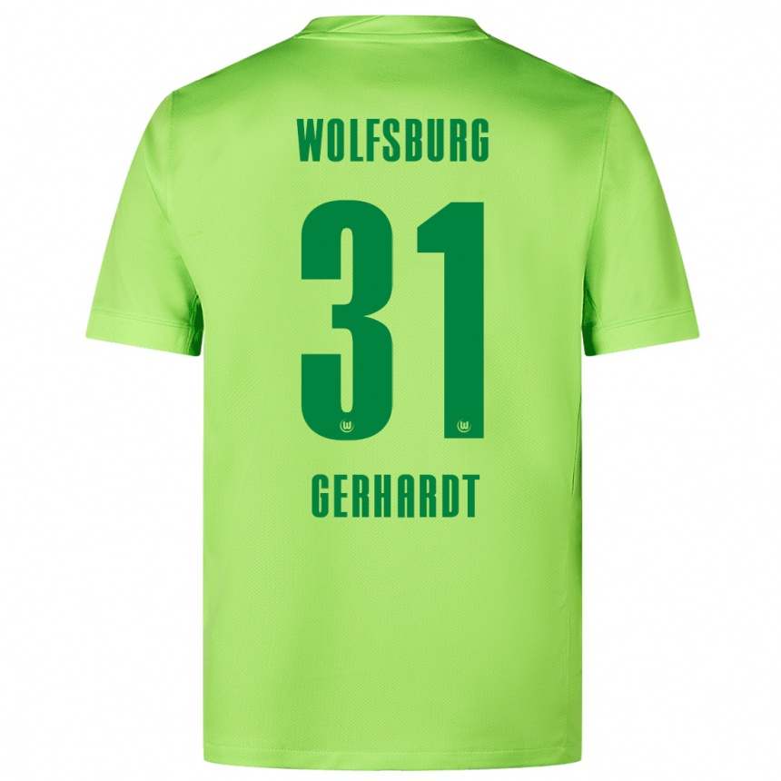 Kids Football Yannick Gerhardt #31 Fluorescent Green Home Jersey 2024/25 T-Shirt Canada