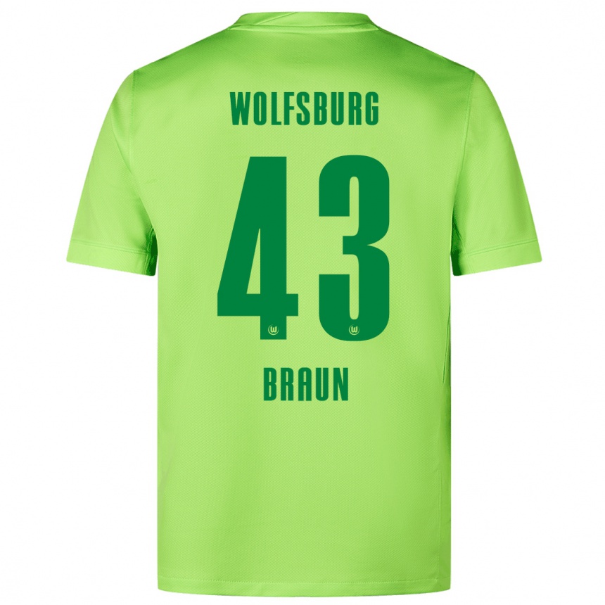 Kids Football Manuel Braun #43 Fluorescent Green Home Jersey 2024/25 T-Shirt Canada