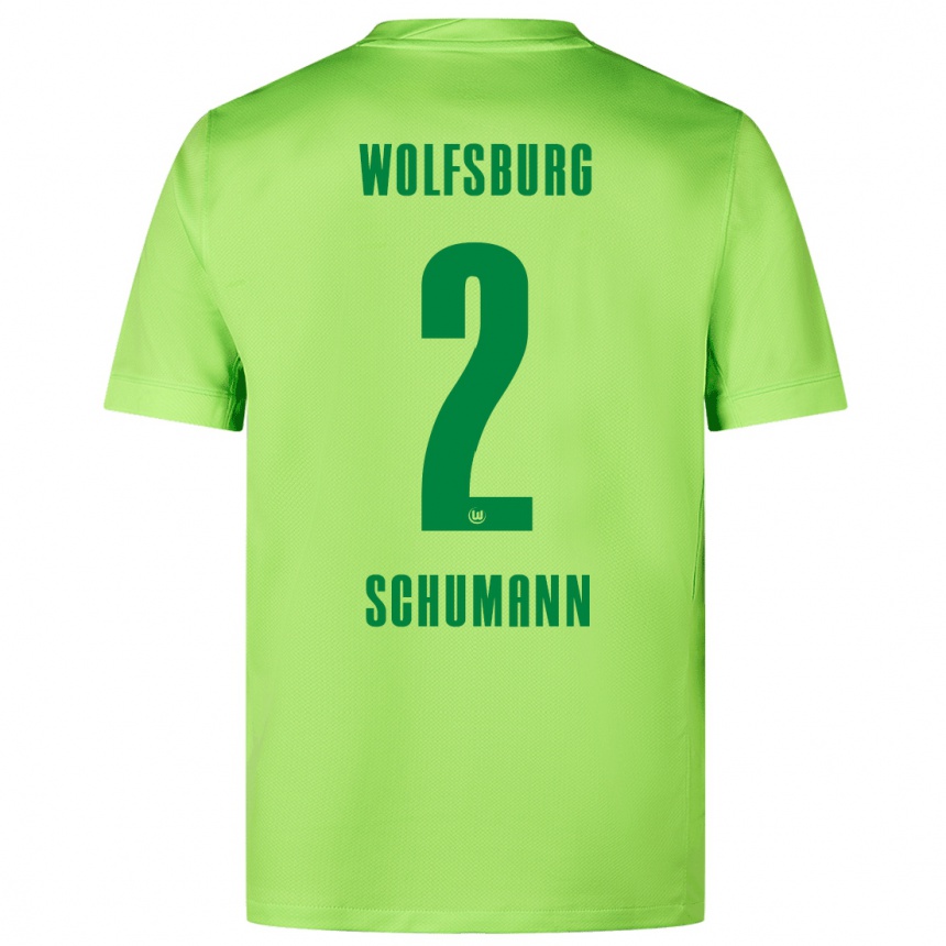 Kids Football Anton Schumann #2 Fluorescent Green Home Jersey 2024/25 T-Shirt Canada