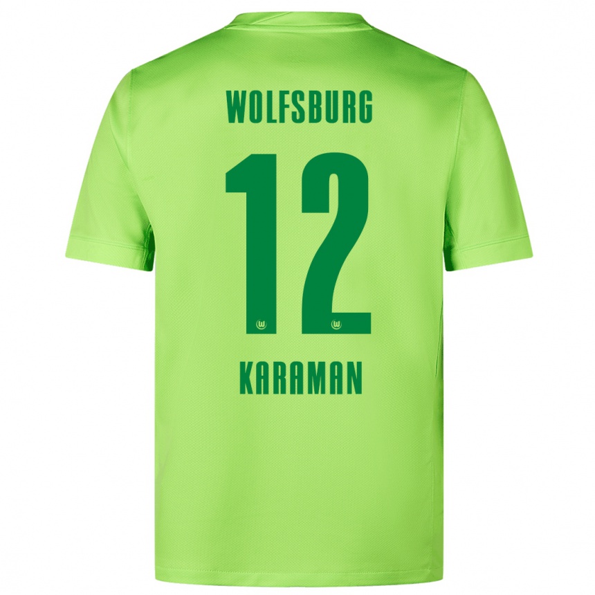 Kids Football Tarik Karaman #12 Fluorescent Green Home Jersey 2024/25 T-Shirt Canada