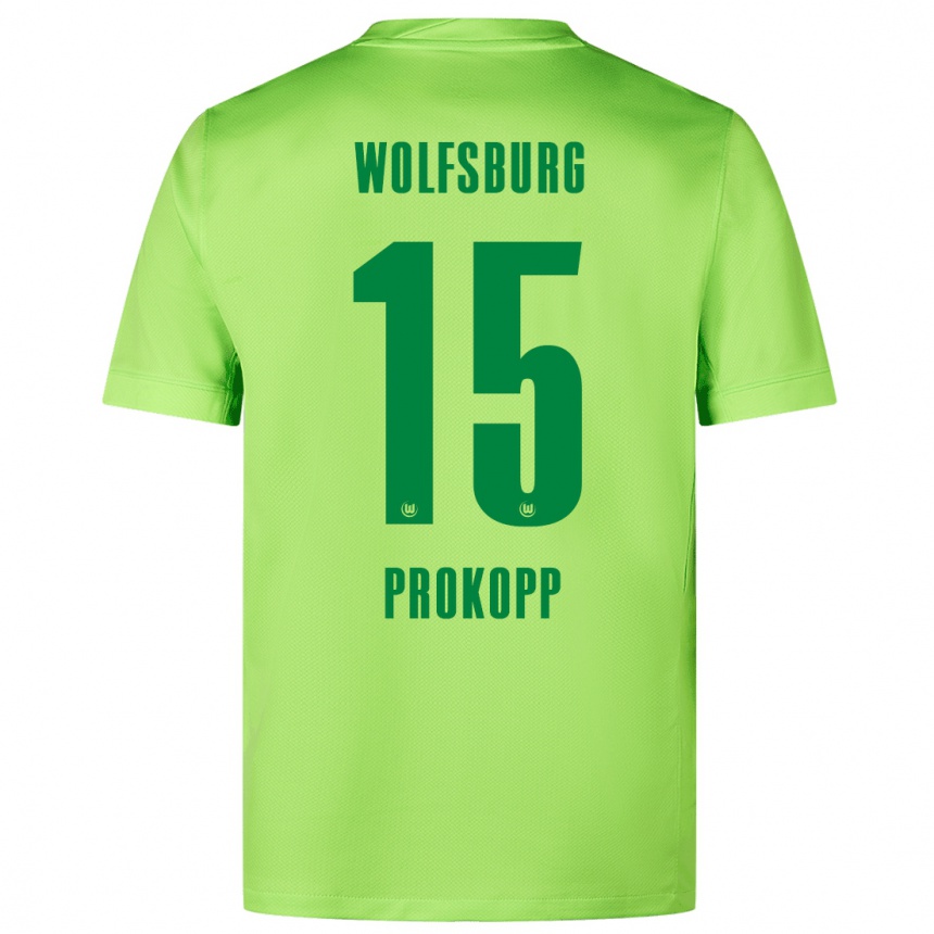 Kids Football Oskar Prokopp #15 Fluorescent Green Home Jersey 2024/25 T-Shirt Canada