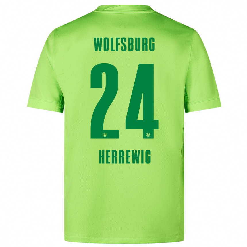 Kids Football Max Herrewig #24 Fluorescent Green Home Jersey 2024/25 T-Shirt Canada