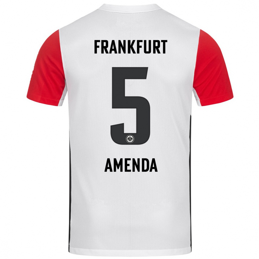 Kids Football Aurèle Amenda #5 White Red Home Jersey 2024/25 T-Shirt Canada