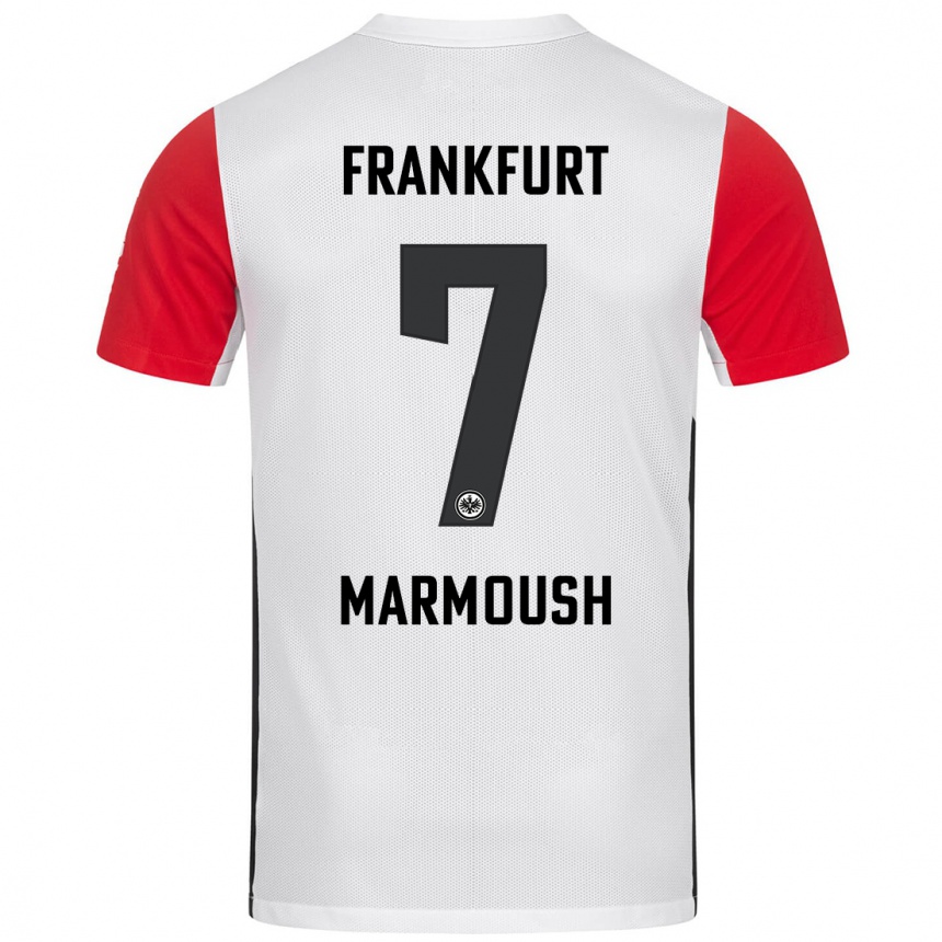 Enfant Football Maillot Omar Marmoush #7 Blanc Rouge Tenues Domicile 2024/25 Canada