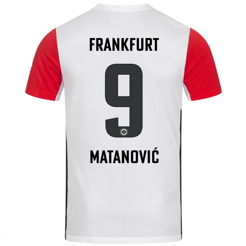 Kids Football Igor Matanovic #9 White Red Home Jersey 2024/25 T-Shirt Canada