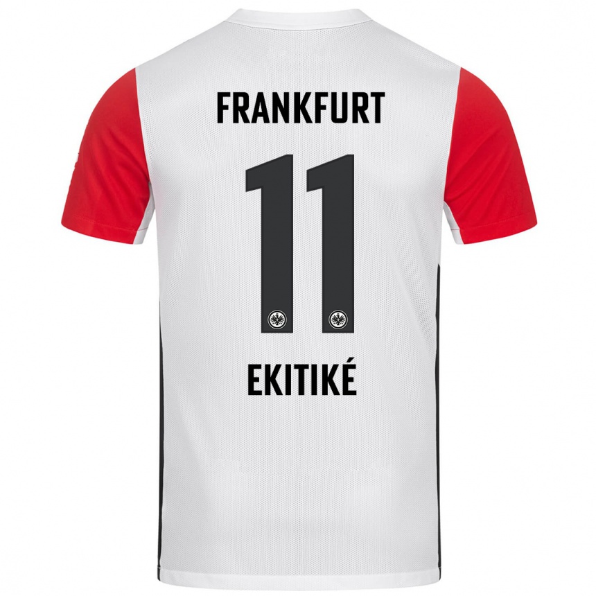 Enfant Football Maillot Hugo Ekitiké #11 Blanc Rouge Tenues Domicile 2024/25 Canada