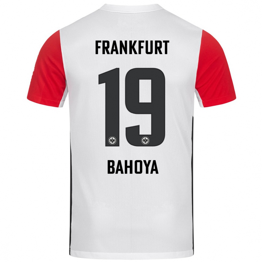 Kids Football Jean-Mattéo Bahoya #19 White Red Home Jersey 2024/25 T-Shirt Canada