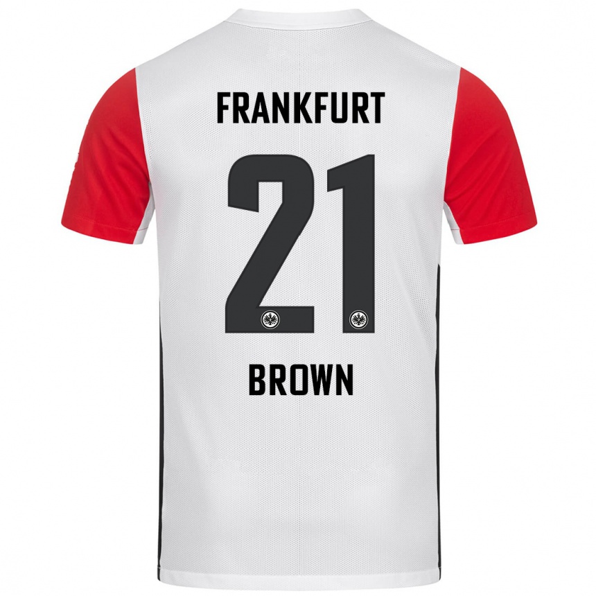 Kids Football Nathaniel Brown #21 White Red Home Jersey 2024/25 T-Shirt Canada