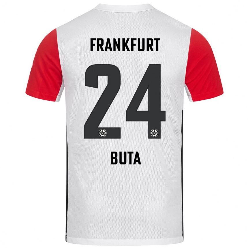 Enfant Football Maillot Aurélio Buta #24 Blanc Rouge Tenues Domicile 2024/25 Canada