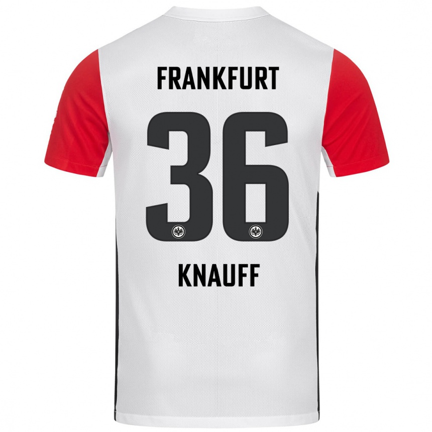 Enfant Football Maillot Ansgar Knauff #36 Blanc Rouge Tenues Domicile 2024/25 Canada