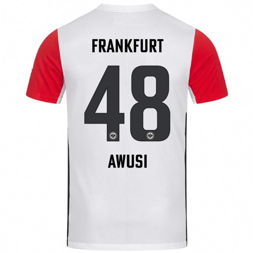 Kids Football Junior Awusi #48 White Red Home Jersey 2024/25 T-Shirt Canada