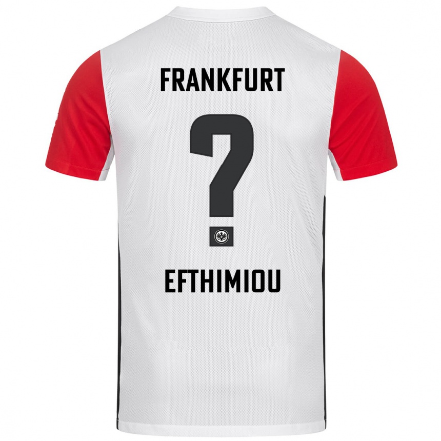 Kids Football Sissis Efthimiou #0 White Red Home Jersey 2024/25 T-Shirt Canada