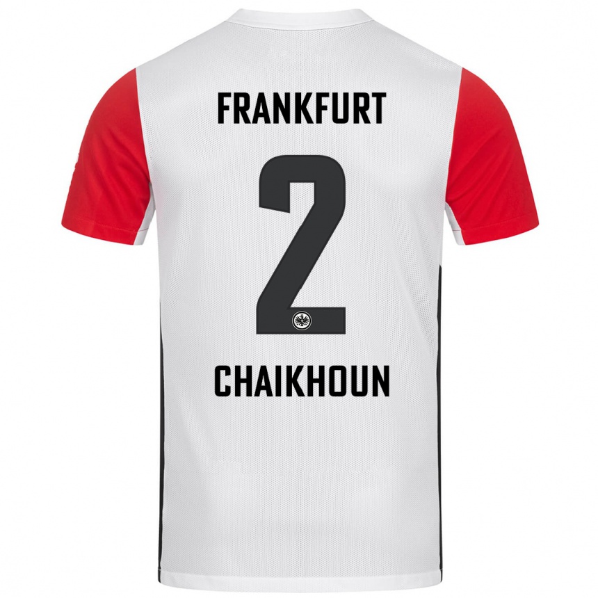 Kids Football Ayoub Chaikhoun #2 White Red Home Jersey 2024/25 T-Shirt Canada