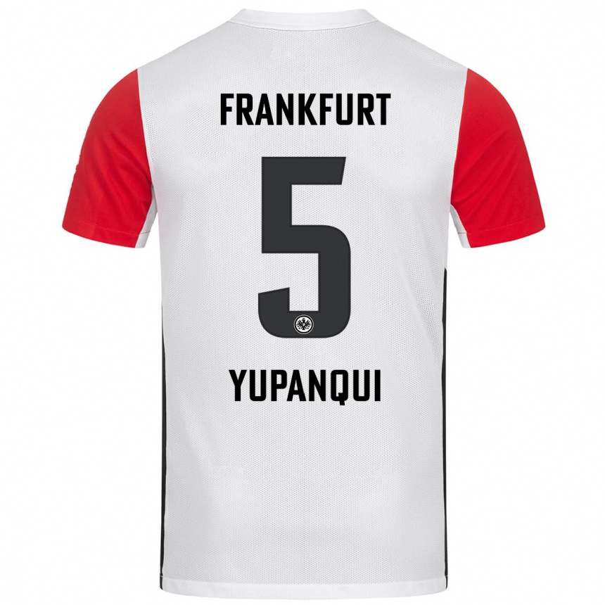 Kids Football Philipp Eisele Yupanqui #5 White Red Home Jersey 2024/25 T-Shirt Canada