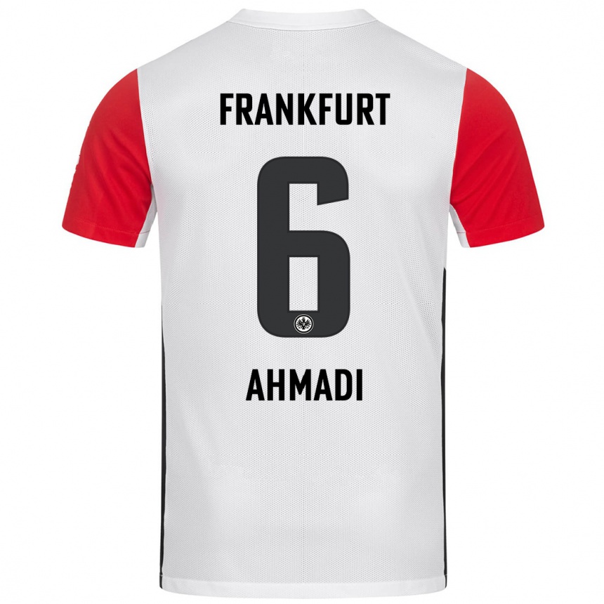 Kids Football Shayan Ahmadi #6 White Red Home Jersey 2024/25 T-Shirt Canada