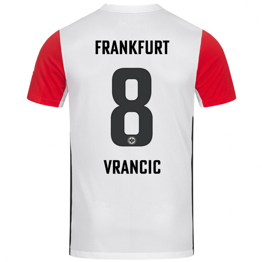 Kids Football Mario Vrancic #8 White Red Home Jersey 2024/25 T-Shirt Canada