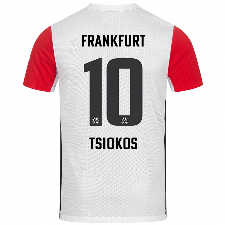 Kids Football Leonidas Ilias Tsiokos #10 White Red Home Jersey 2024/25 T-Shirt Canada