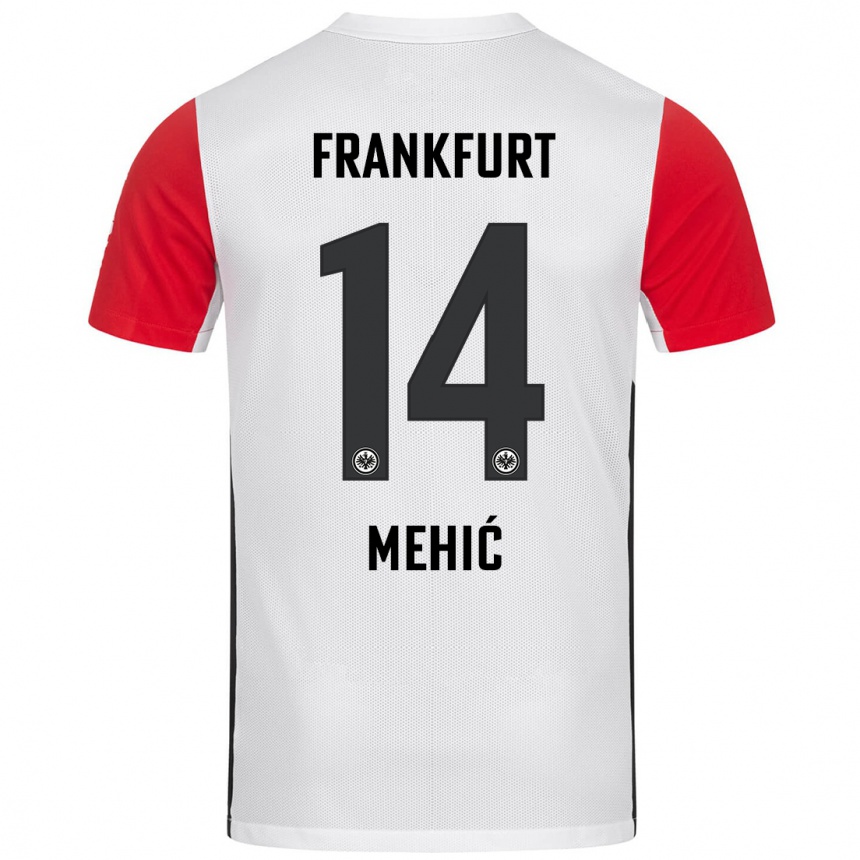 Kids Football Liam Mehić #14 White Red Home Jersey 2024/25 T-Shirt Canada