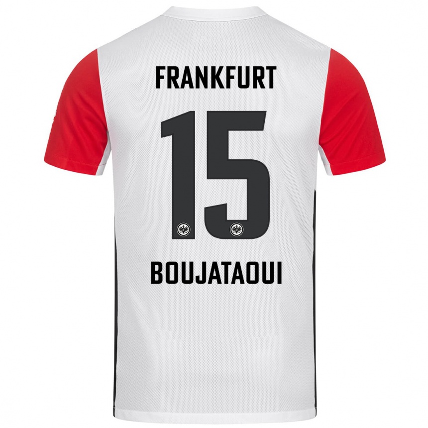 Kids Football Tarik Boujataoui #15 White Red Home Jersey 2024/25 T-Shirt Canada