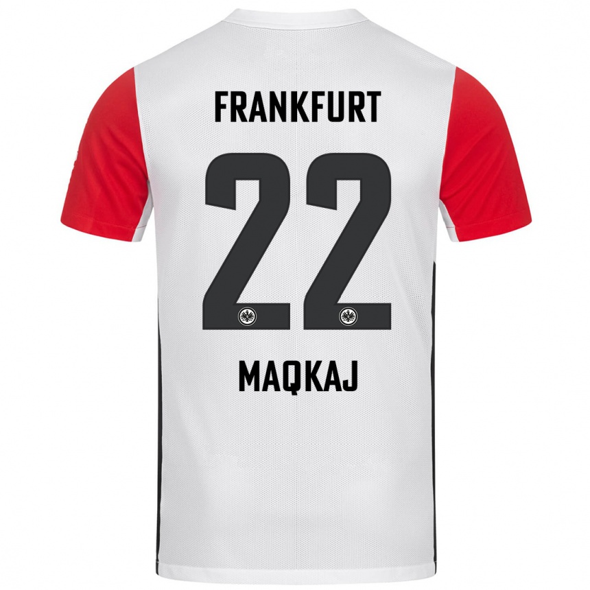 Enfant Football Maillot Dritan Maqkaj #22 Blanc Rouge Tenues Domicile 2024/25 Canada