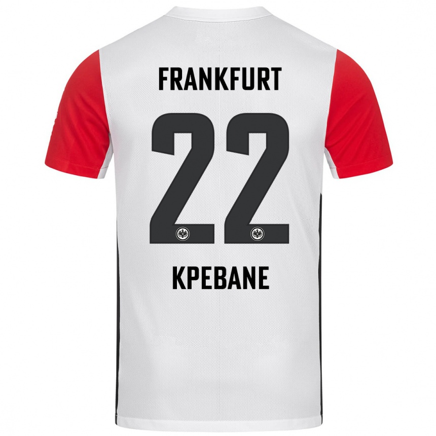 Kids Football Tamiou Kpebane #22 White Red Home Jersey 2024/25 T-Shirt Canada