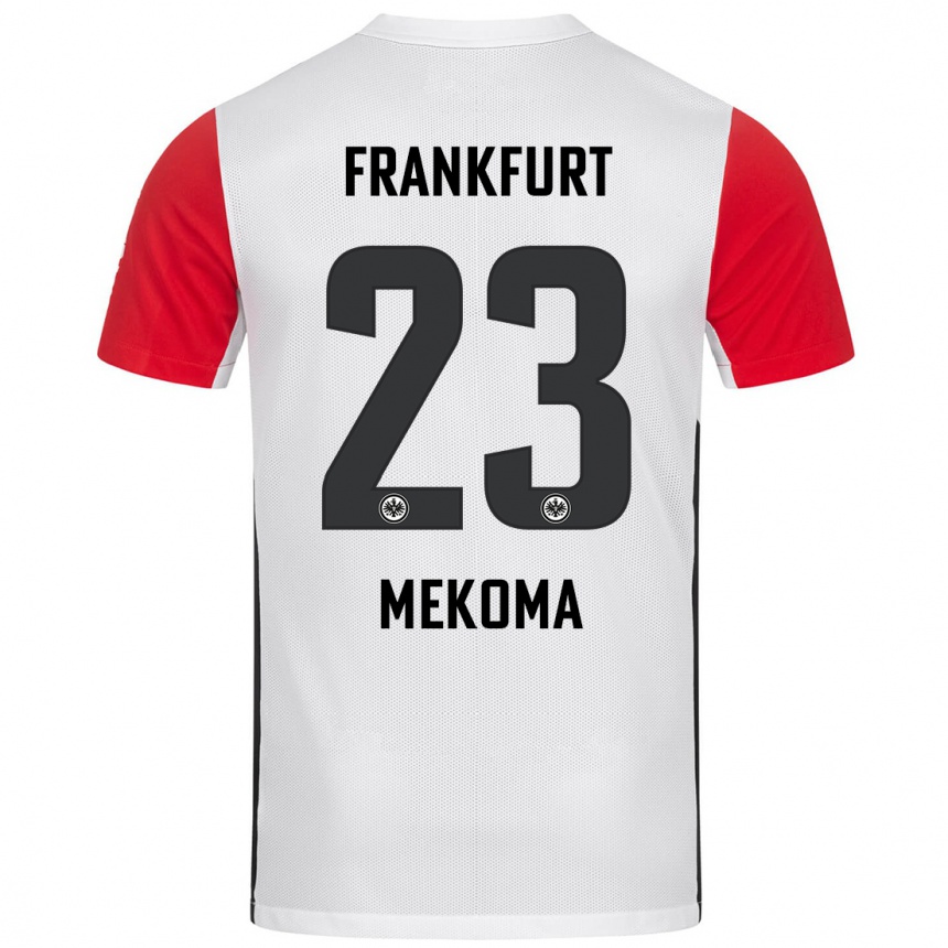 Kids Football Jamal Mekoma #23 White Red Home Jersey 2024/25 T-Shirt Canada