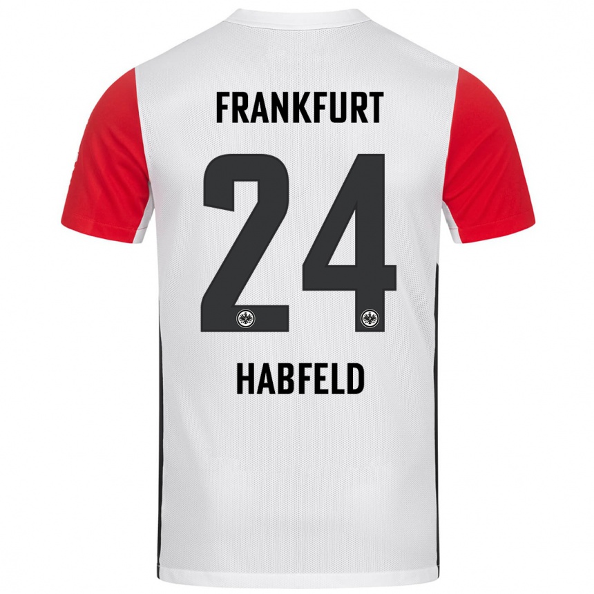 Kids Football Josef Haßfeld #24 White Red Home Jersey 2024/25 T-Shirt Canada