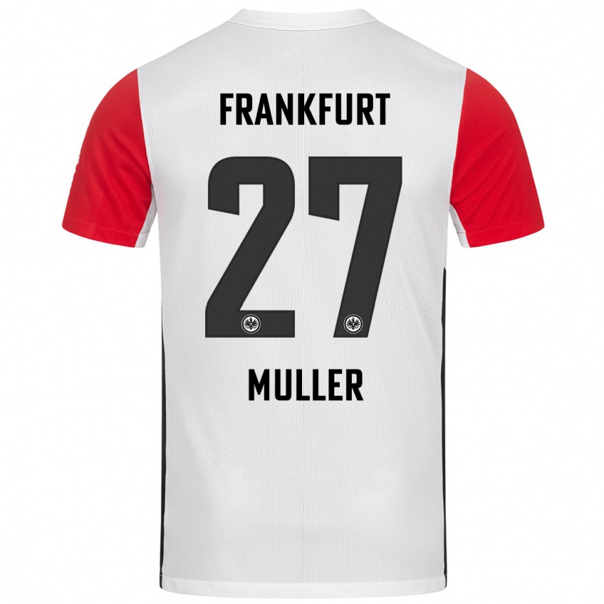 Enfant Football Maillot Mark Müller #27 Blanc Rouge Tenues Domicile 2024/25 Canada