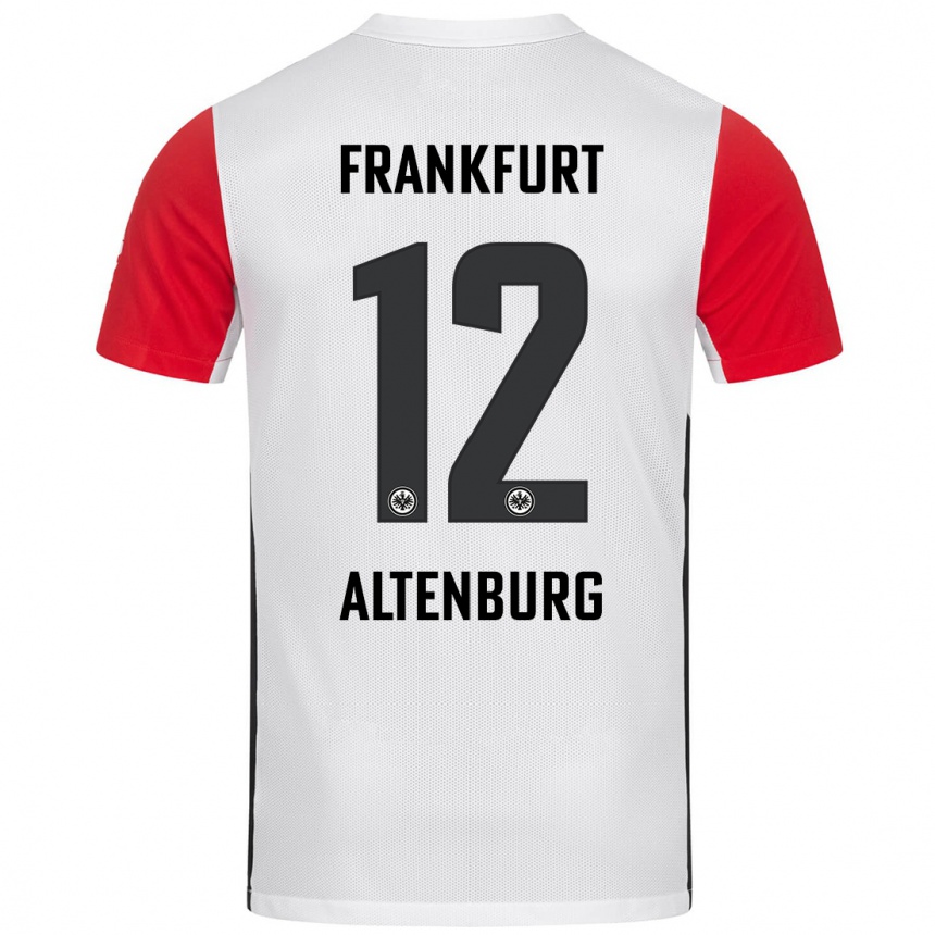 Kids Football Lina Altenburg #12 White Red Home Jersey 2024/25 T-Shirt Canada