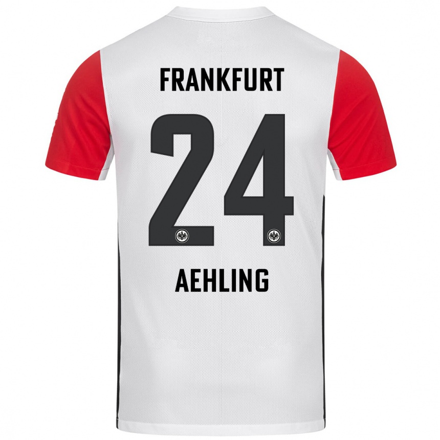 Kids Football Anna Aehling #24 White Red Home Jersey 2024/25 T-Shirt Canada