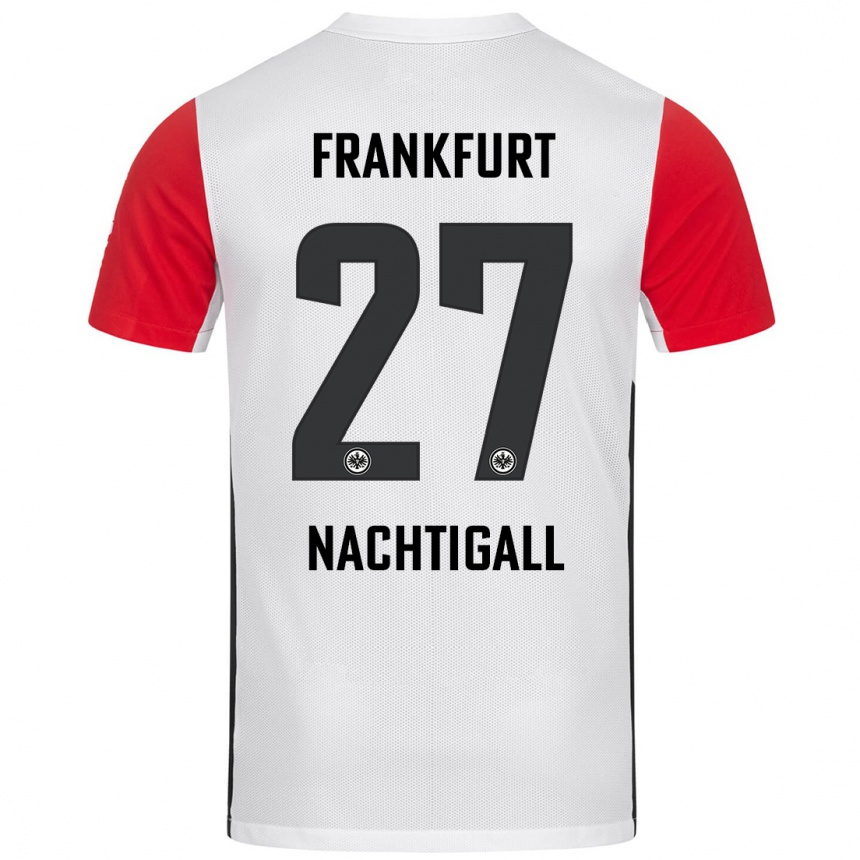 Kids Football Sophie Nachtigall #27 White Red Home Jersey 2024/25 T-Shirt Canada