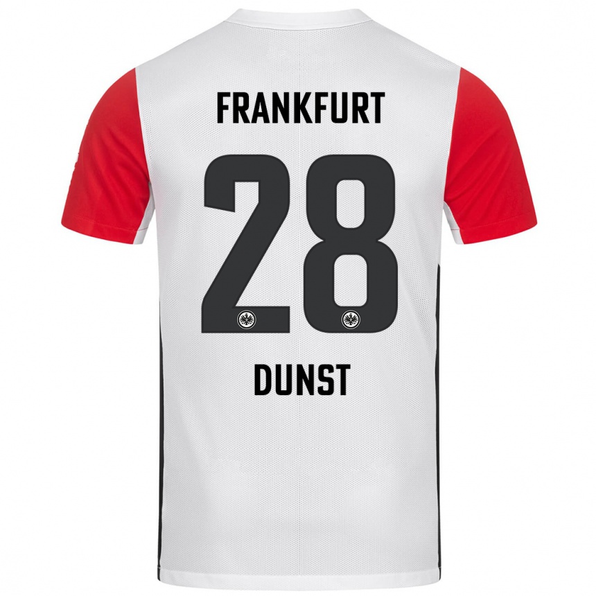 Kids Football Barbara Dunst #28 White Red Home Jersey 2024/25 T-Shirt Canada