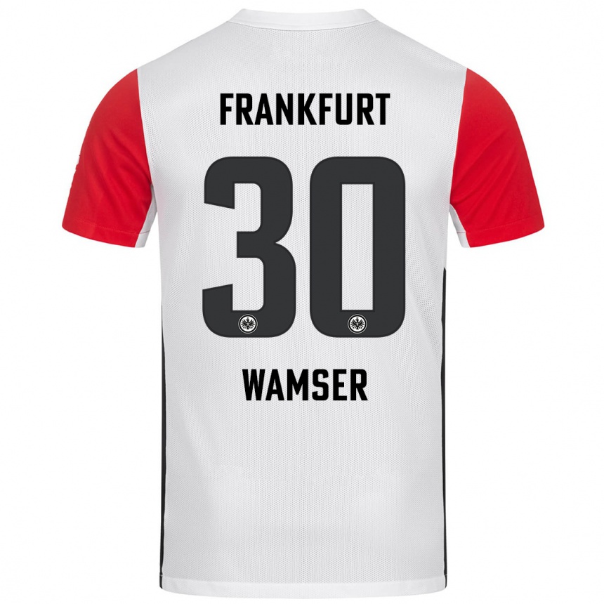 Kids Football Carlotta Wamser #30 White Red Home Jersey 2024/25 T-Shirt Canada