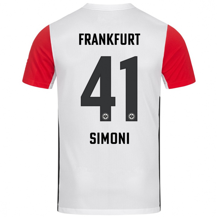 Kids Football Simon Simoni #41 White Red Home Jersey 2024/25 T-Shirt Canada