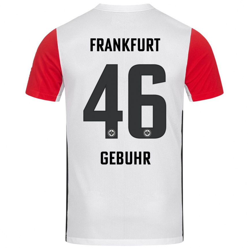 Kids Football Dario Gebuhr #46 White Red Home Jersey 2024/25 T-Shirt Canada