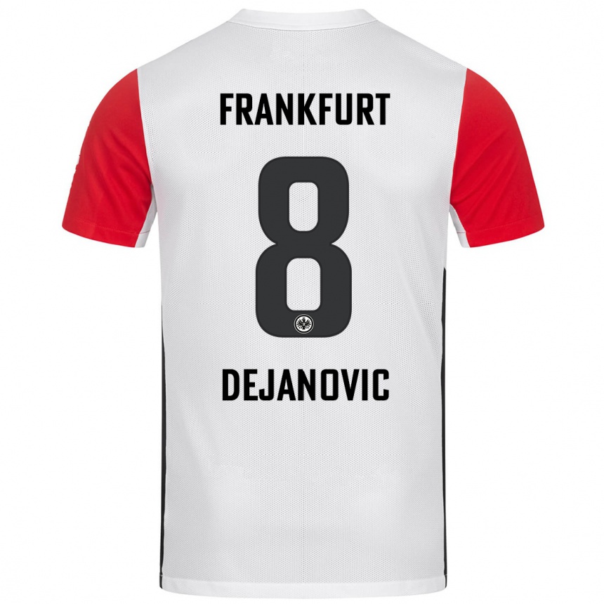 Kids Football Daniel Dejanovic #8 White Red Home Jersey 2024/25 T-Shirt Canada