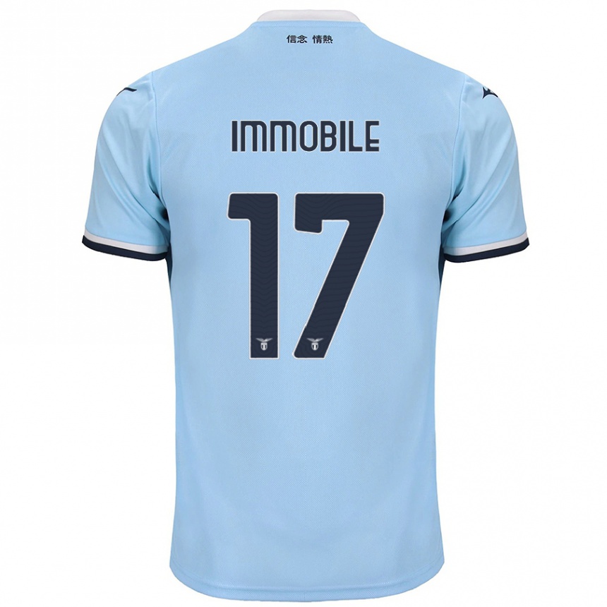 Kids Football Ciro Immobile #17 Blue Home Jersey 2024/25 T-Shirt Canada