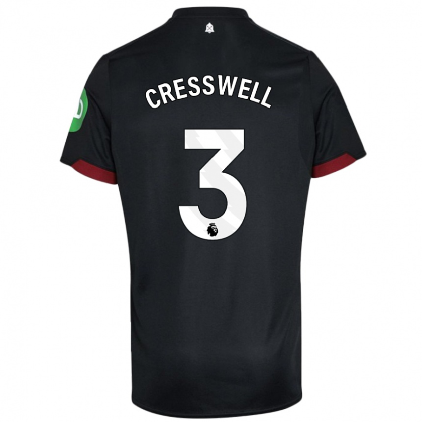 Kids Football Aaron Cresswell #3 Black White Away Jersey 2024/25 T-Shirt Canada