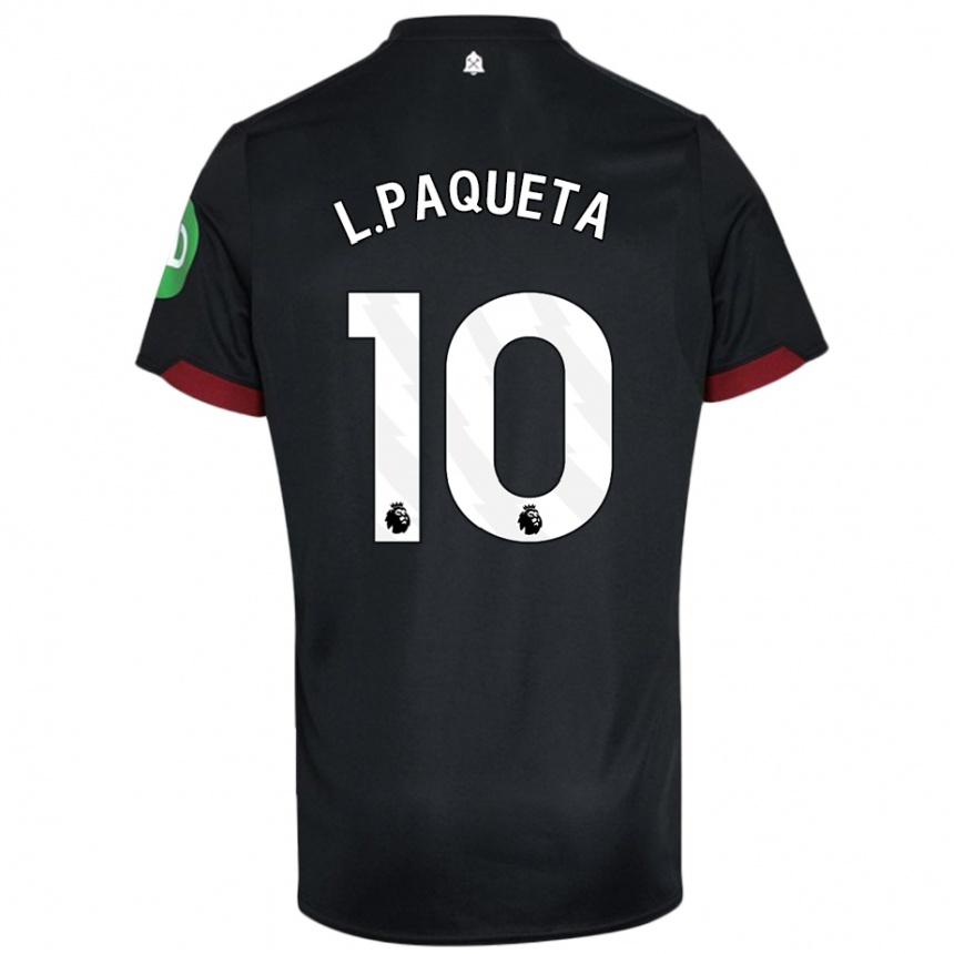 Enfant Football Maillot Lucas Paqueta #10 Noir Blanc Tenues Extérieur 2024/25 Canada