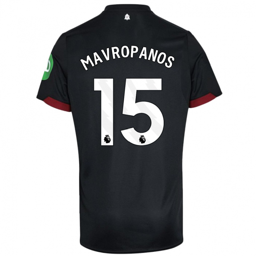 Enfant Football Maillot Konstantinos Mavropanos #15 Noir Blanc Tenues Extérieur 2024/25 Canada