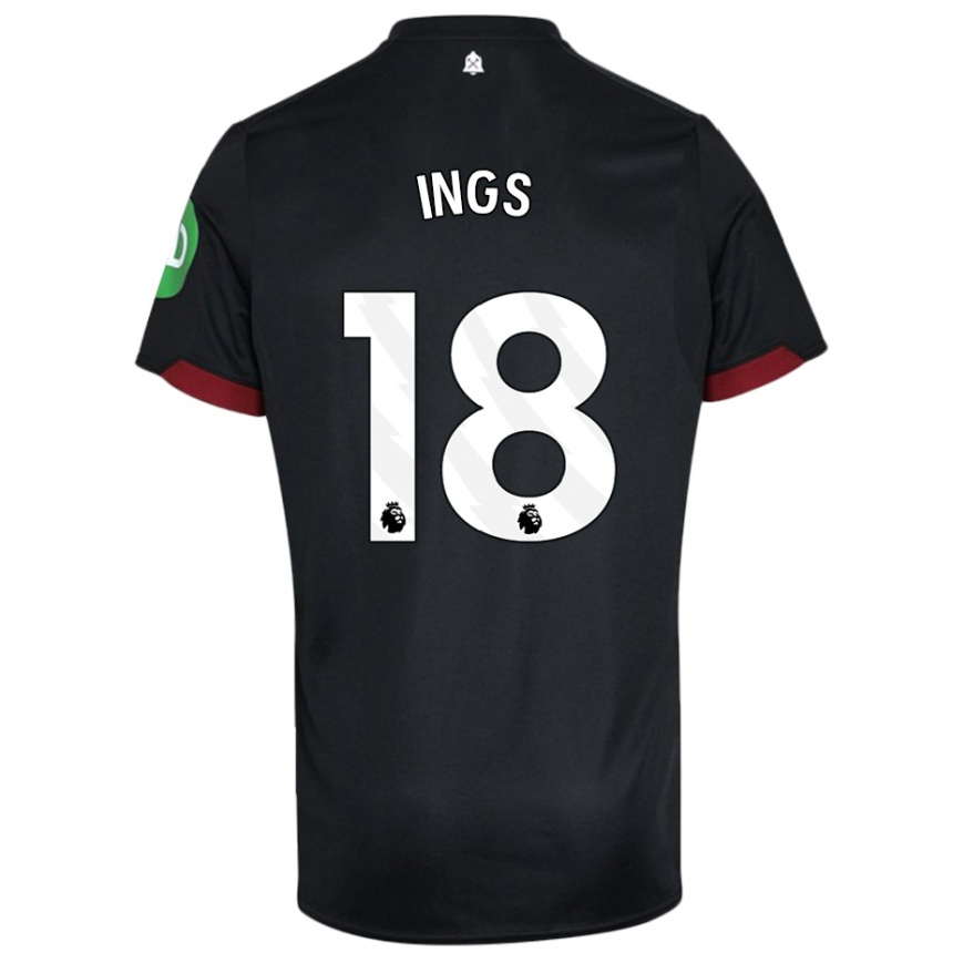 Enfant Football Maillot Danny Ings #18 Noir Blanc Tenues Extérieur 2024/25 Canada