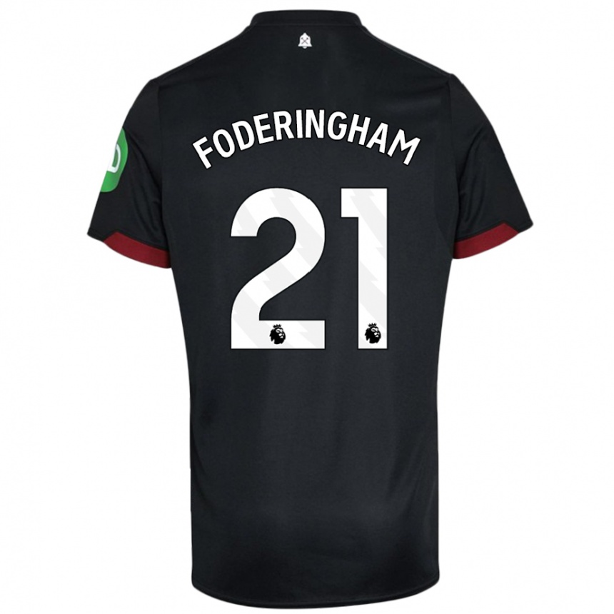 Enfant Football Maillot Wes Foderingham #21 Noir Blanc Tenues Extérieur 2024/25 Canada