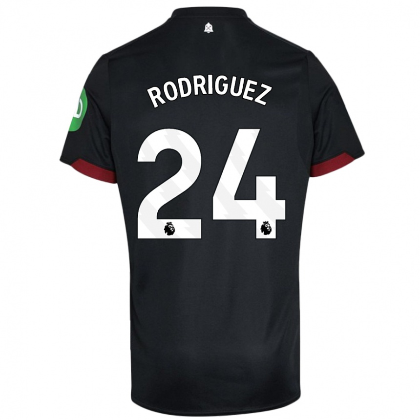 Enfant Football Maillot Guido Rodríguez #24 Noir Blanc Tenues Extérieur 2024/25 Canada