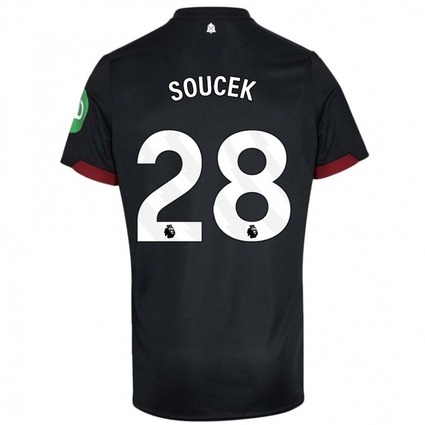 Kids Football Tomas Soucek #28 Black White Away Jersey 2024/25 T-Shirt Canada