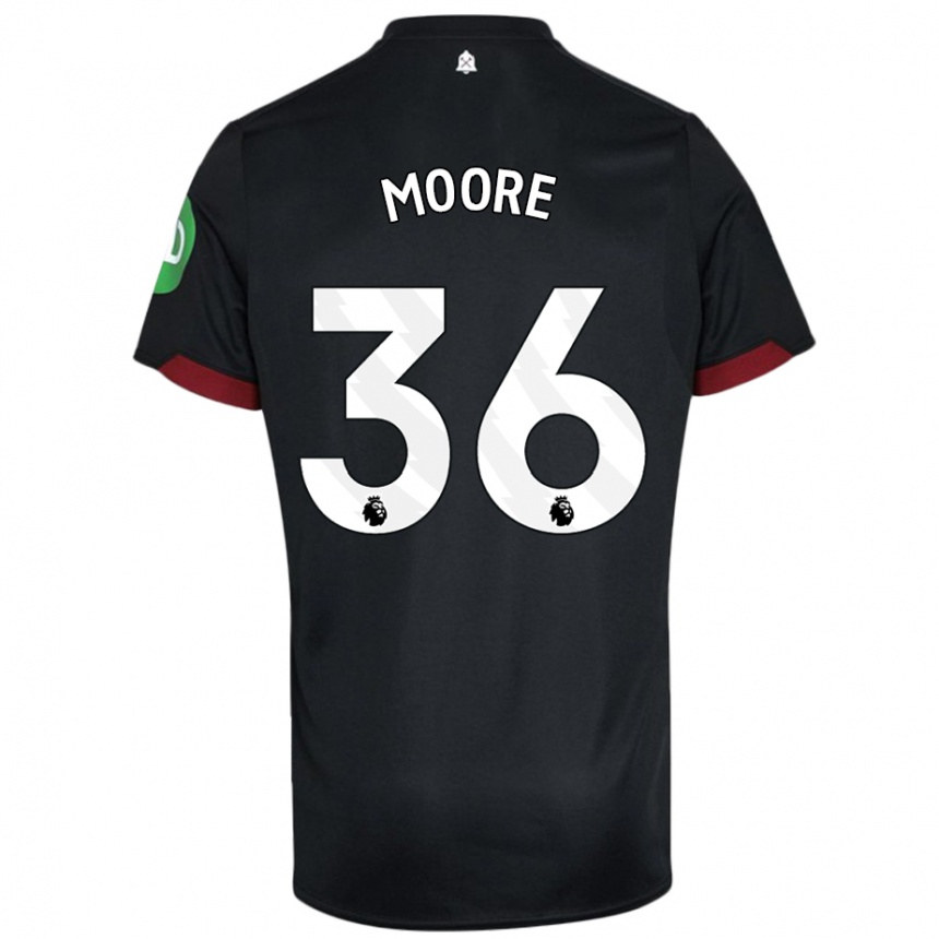 Kids Football Sean Moore #36 Black White Away Jersey 2024/25 T-Shirt Canada