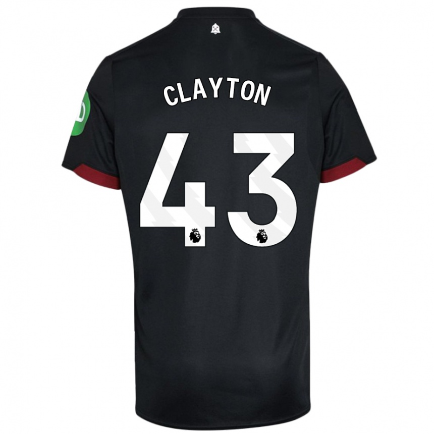 Kids Football Regan Clayton #43 Black White Away Jersey 2024/25 T-Shirt Canada