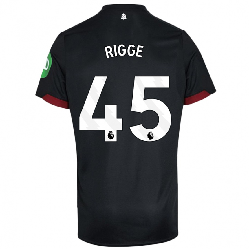 Enfant Football Maillot Daniel Rigge #45 Noir Blanc Tenues Extérieur 2024/25 Canada