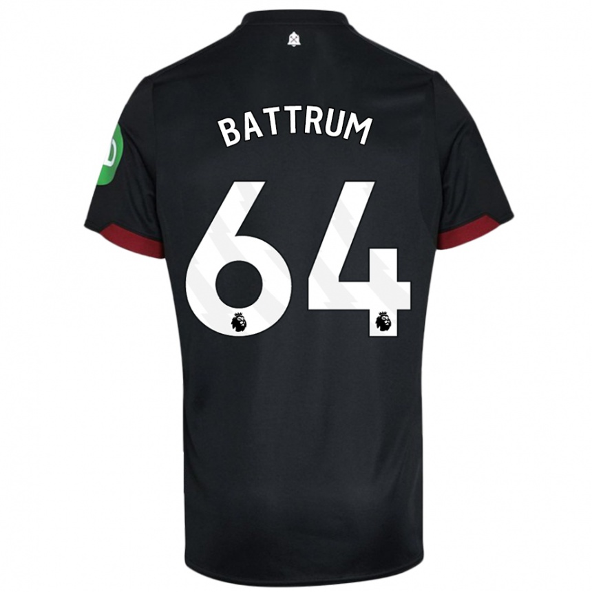 Kids Football Ryan Battrum #64 Black White Away Jersey 2024/25 T-Shirt Canada